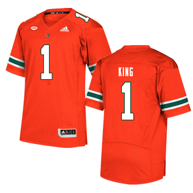 Men #1 D'Eriq King Miami Hurricanes College Football Jerseys Sale-Orange - Click Image to Close